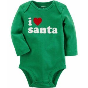 Carter's Baby I Heart Santa Bodysuit Onesie Christmas Pajama, 6 Months